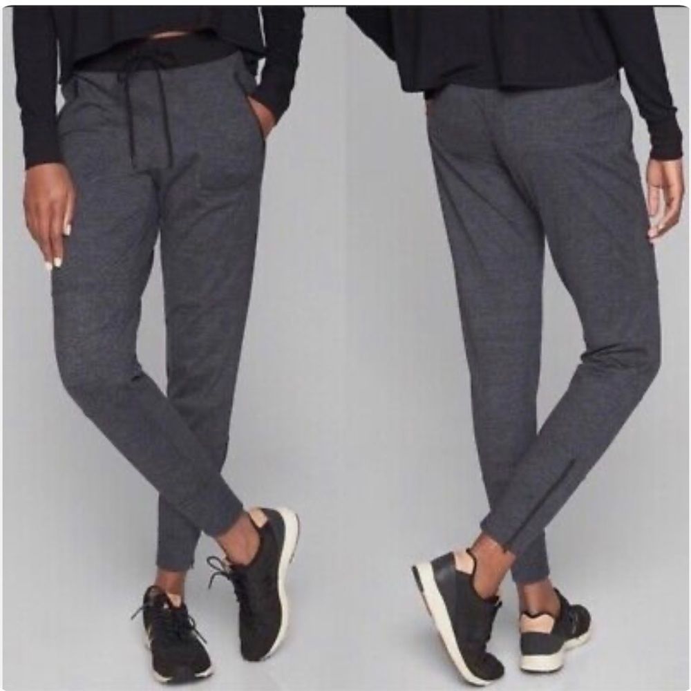 Athleta Heathered Charcoal Flux Street Athleisure Ankle Zip Jogger Pants Small